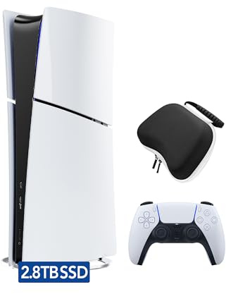 PlayStation 5 Slim Upgraded 2.8TB Digital Edition Console, Controller and Mytrix Controller Case - White, Slim PS5 2.8TB PCIe SSD Gaming Console