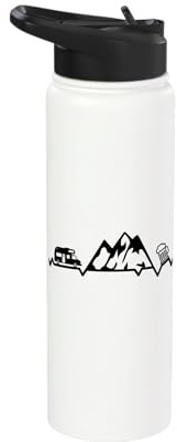 Camping camper mountains and beer heartbeat motorhome Stainless Steel Insulated Water Bottle