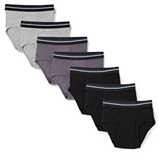 Amazon Essentials Herren Atmungsaktive Slips Aus Baumwolle Ohne Etikett, 7er-Pack, Dunkelgrau/Grau Meliert/Schwarz, XXL