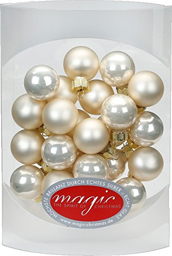 Magic 25 STK. Weihnachtskugel 2cm Glas Weihnachtsschmuck Weihnachtsdeko Deko Box, Farbe: Champagner Glanz/Matt