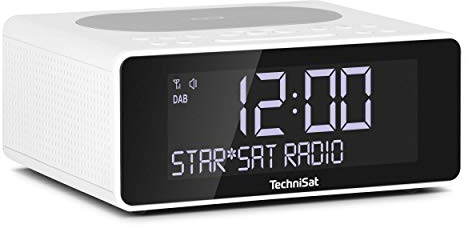TechniSat DIGITRADIO 52 – Stereo DAB Radiowecker (Uhrenradio, Wecker, DAB+, UKW, Snooze-Funktion, Sleeptimer, dimmbares Display, Wireless-Charging Funktion, Stereo Lautsprecher 2 x 1 W) weiß