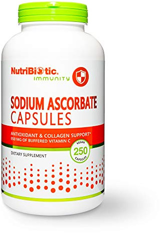NutriBiotic - Sodium Ascorbate Buffered Vitamin C Capsules, 250 Ct | Vegan, Non-Acidic & Easier on Digestion Than Ascorbic Acid | Essential Immune Support & Antioxidant Supplement | Gluten & GMO Free