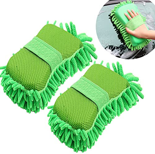 Juego de 2 esponjas para lavado de coche, tamaño grande, para limpieza de coche y hogar (verde)