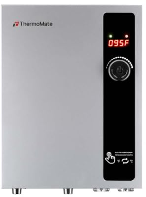 Tankless Water Heater Electric 27kW at 240 Volt, ThermoMate On Demand Instant Hot Water Heater Up to 6.4GMP, Self-Modulating Energy Saving for Residential Indoor Shower, Draw 114Amp