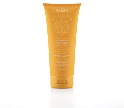 GYADA COSMETICS, Hyalurvedic Impacco Ayurvedico Riflessante Gold Hair, Trattamento Protettivo e Illuminante su Nuances Bionde e Chiare, a Base di Acido Ialuronico e Erbe Ayurvediche, 200 ml