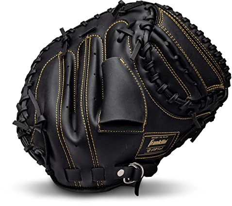 Franklin Sports Field Master Baseball and Softball Mitt Baseball and Softball Field Glove, Unisex-Teen, Black and Gold, 31.5