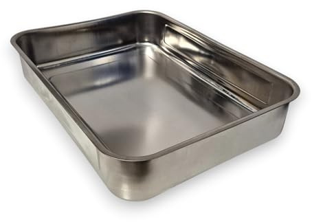 ÜREL Djup Ugnsform & Rostfri Bakplåt – Rektangulär Långpanna med Höga Kanter för Yoghurt, Matlagning & Bakning (36,5 x 26,5 x 6,5 cm), 304 (18/10) Livsmedelsgodkänd