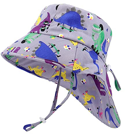 LACOFIA Cappello Estivo in Cotone Neonato Cappello da Sole Bambino Berretto UV Regolabile a Tesa Larga per Mare/Spiaggia/Piscina Viola 6-18 Mesi