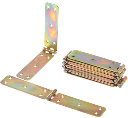 Aqbau® Lot de 10 Charniere Caisse 30 x 200mm Charnière Coffre, charnière plate, Charnières de placard, charnières universelles rectangulaires, Zinc Galvanisé Jaune