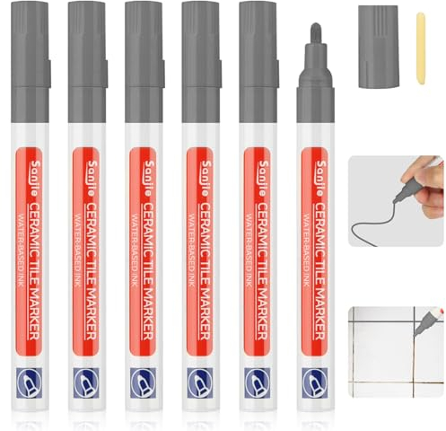 DONQL 6 Unidades Blanqueador de Juntas Azulejos, Blanqueador Juntas Azulejos, Limpia Juntas Baldosas Gris, Bolígrafo de Lechada para Azulejos Baño, Marcador de Juntas de Azulejos Para Baño Cocina