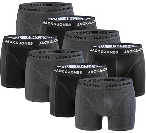 JACK & JONES Herren JACPUT Trunks 8 Pack 12259926, Dark Grey Melange/Mix 8, XL
