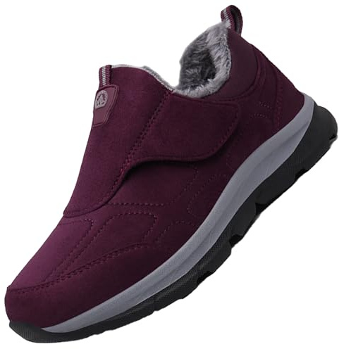 Aocase Scarpa Uomo per Fascite Plantare Donna Uomo Scarpe per Diabetici Uomo Invernali Caldo Peluche Scarpe Uomo con Strappo Scarpe per Piedi Gonfi,Women's Red,37/235mm