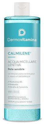 Dermovitamina Calmilene - Acqua Micellare Lenitiva - Struccante Occhi Delicato - Detergente Viso -Con Estratto di Camomilla ed Estratto di Olio d'Oliva - Per Pelle Sensibile - 500ml