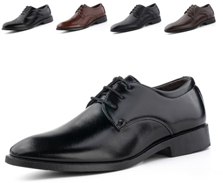 Zapatos Oxford Hombre Zapatillas Cordones Zapatos Vestir Derby Traje Formales Brogue Boda Negocios Calzado Clásico Transpirables GPG808 Negro 42