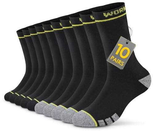 TUUHAW Calcetines Hombre Invierno Largos Calcetines Trabajo Hombre Algodon Deporte Running Ciclismo 39-42 Work Socks Termicos Cómodos y Transpirables 10 Pares