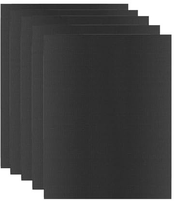 Wenrescry Tappetini Barbecue 5 Pezzi 40x30 cm – Antiaderenti, Riutilizzabili, in PTFE Senza PFOA, Resistente a 260°C, Ritagliabili per Forno, Griglia a Gas, Carbone e Elettrica