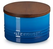 Le Creuset Signature Salt Cellar and Storage Canister with Wood Lid, 16 oz., Marseille