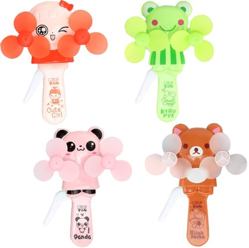 YouYuer Mini Ventilateur Portable, 4PCS Ventilateurs À Main,Petit Ventilateur Manuel Portable,Ventilateur de Refroidissement pour Filles et Enfant,Idéal pour Enfants Tourisme Famille Camping Office