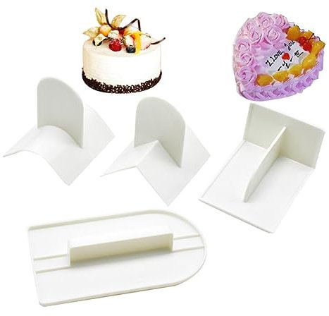 Zerodeko Lot De 4 Grattoirs à Gâteau en Plastique Blanc Lisseur à Fondant Spatule Patisserie pour Décoration Ustensiles Pâtisserie DIY Accessoires Décoration Pâtisserie