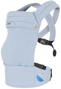 Babiini Mochila Portabebés Ergonómica Unisex, Algodon+Lino, Babero Extraíble Hipoalergénico, Soporte Cómodo para Bebés de 3.2kg a 16kg - Lavable a Máquina, Transpirable, Múltiples Posiciones de Porteo