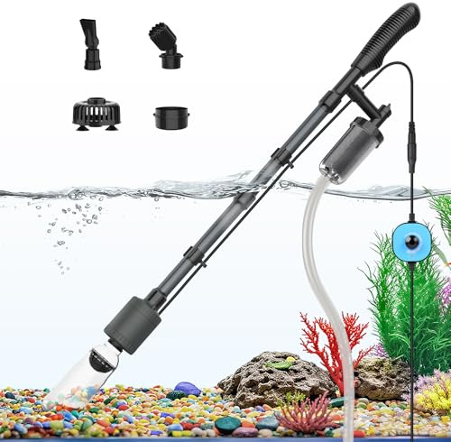 fishkeeper Aquarium Vacuum Gravel Cleaner, 25W 6 in 1 Multifunction Fish Tank Cleaner Kit for Automatic Water Change, Wash Sand, Water Circulation Infinitely Adjustable Flow Fish Tank Cleaner Vacuum