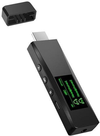 Bluetooth 5.2 Transmitter for 2 AirPods or BT Receiver Devices, Wireless Audio Adapter with HDMI ARC Input, Optical Audio Output & Bluetooth Output, LCD Screen, Plug and Play