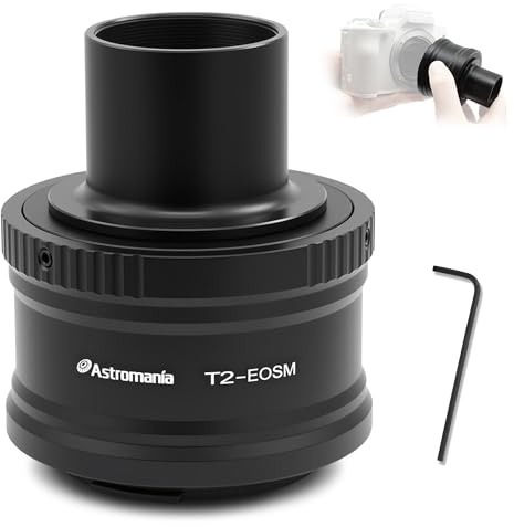Astromania Adattatore per obiettivo Canon EOS-M T2 e adattatore per telescopio da M42 a 1,25 (T-Mount) per Canon EOS-M Sistema Fotografico Telescopio/Spotting Scope Accessori