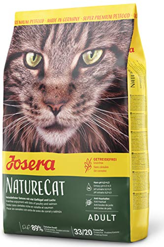 JOSERA NatureCat (1 x 400 g) | Adult | Premium Trockenfutter für ausgewachsene Katzen | Lachs & Geflügel | erlesene Kräuter & gesunde Früchte | getreidefrei | Katzenfutter | 1er Pack
