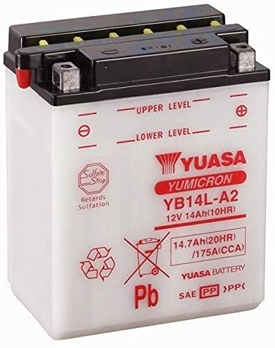 Standardbatteri för Yuasa YB14L-A2 12V 14 Ah 175 CCA motorcykelbatteri