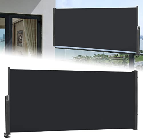 Hengmei Sidomarkis, utdragbar, markiser, solskydd för balkong, insynsskydd för balkong, terrass, trädgård och annat utomhusbruk, 140 x 300 cm, antracit