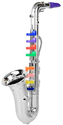 Kinder Saxophon Spielzeug, Kunststoff Mini Saxophon Saxophon Musikinstrument Spielzeug für Kinder Kinder Jungen Mädchen(Silber) Blasinstrumente
