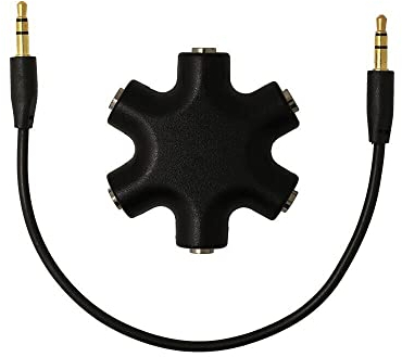 Ziyan 5 Fach 3.5mm Klinken Verteiler Audio Splitter für Kopfhörer Headphone Smartphones, Laptops und PC in Schwarz