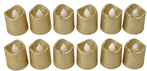 CHICIRIS Flammeless Light Candle Gold 12 pcs bougie chauffe-plat LED sans fumée pour les églises