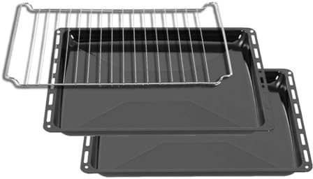 ICQN Set Teglie da Forno 44,5x37,5 cm + Griglia, 2 Teglie Smaltate Profondità 2,5 cm, Compatibile Candy e Gruppo Whirlpool