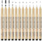HFDONGL 12 Stück Fineliner Schwarz Fineliner Set Filzstifte Schwarz Zeichenstifte Professionell Set für Illustrationen Skizzieren Technisches Zeichnen