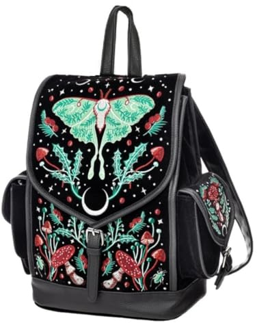 Restyle Autumnal Equinox Rucksack Gothic Mottenpilz bestickte Tasche