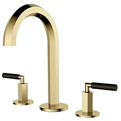Mitigeur de lavabo de Salle de Bain, mitigeur de lavabo à Trois Trous à Double poignée, Robinet de lavabo d'eau Chaude et Froide en Or (Color : Gold)