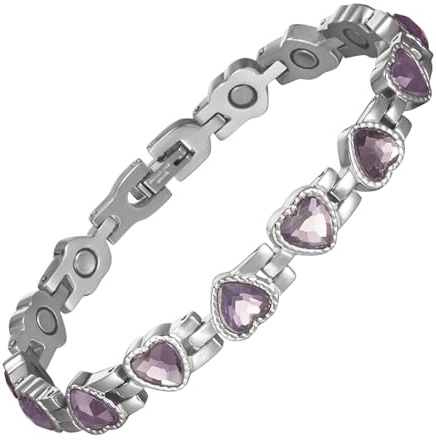 YINOX damarmband i supermagnetiskt rostfritt stål, damarmband i rostfritt stål i hjärtform, magnetarmband, presentbox ingår, Rostfritt stål