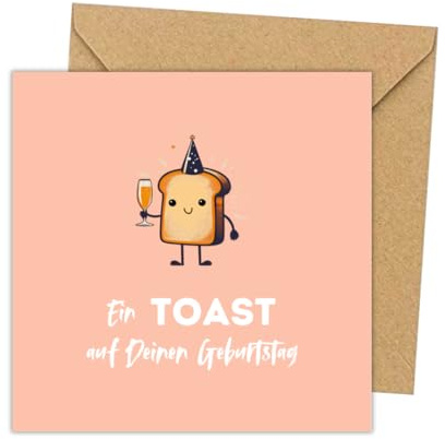 Generisch Premium Happy Birthday Geburtstagskarte Toast, quadratisch mit Umschlag - lustige Karte Frau, Kinder, Freunde & Familie