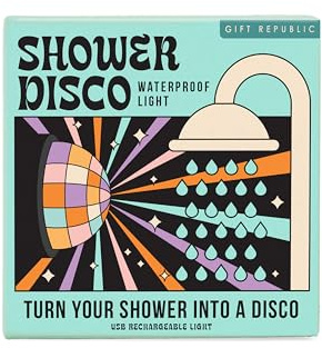 Gift Republic Luce da discoteca per doccia, impermeabile, a LED, ricaricabile tramite USB, divertente e facile da usare, accessorio unico per il bagno con ventosa
