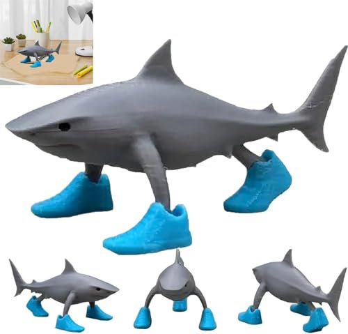 Ashopfun Lustige italienische Hirnrothai-Figur, 3D-Druck, Hai in Sneakers, lustige Schreibtischdekoration, Geschenk für Sammler (1 Stück)