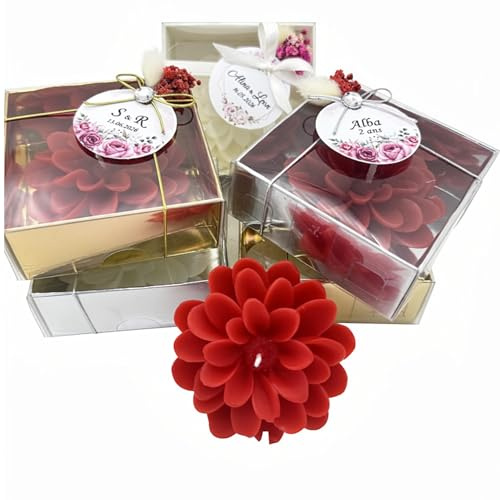 detalles boda para invitados, juego de loto velas personalizadas regalos originales para invitados de bodas, recuerdos comunion bautizo de boda (rojo, juego de 20)