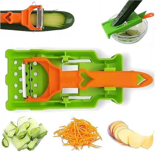 Juego de utensilios de cocina multifuncionales, pelador multifuncional 2025, Multifuncional Doble Cuchilla cocororo, cortador 2 en 1 y juego de juliana para patata