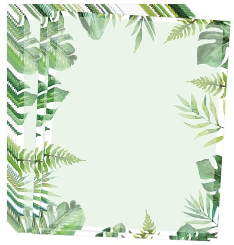 50 Pcs Tropical Plants Letterhead Paper Greenery Leaf Themed Decorative Printer Paper Wedding Writing Papers Sheets for School Writing Home Office Supplies ﻿ (Full page)