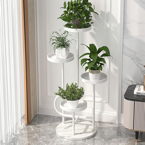 Metallväxtstativ inomhus 4 nivåer hörnhylla blomma displayställ för vardagsrum och balkong vit växthållare för multifunktionell växtdisplay