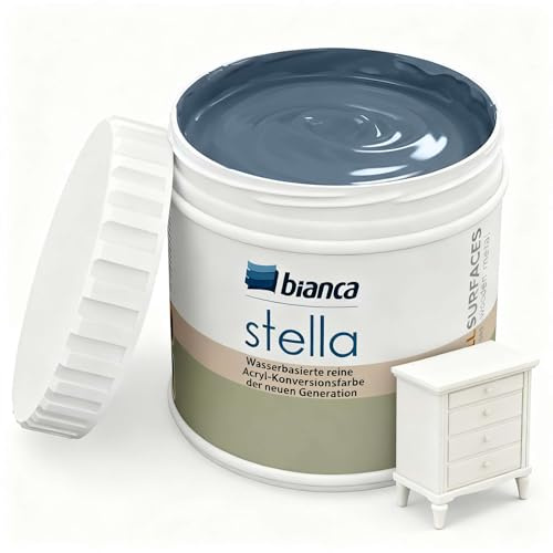 Bianca Stella Furniture Paint Without Grinding - Water-Based Perfumed Furniture Paint for Wood, Kitchen Cabinet, Table, Chair - Navy Blue, Glossy, Scratch-Resistant, High Coverage, 500 ml