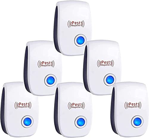 Repellente Ultrasonico Antiroditori insetti, 6 Pack Ultrasuoni Anti Zanzara Ultrasuoni Mouse e Ratti Interni Repellente Elettronica Insetti Anti Topo, Zanzare, Scarafaggi, Ratti, Formiche, Ragni
