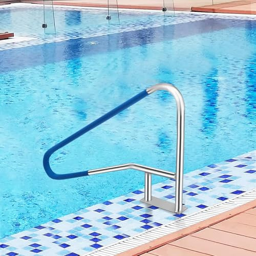 Garvee Barandilla de Seguridad para Piscina Enterrada y Bañera, Acero Inoxidable 304, Soporte hasta 170 kg, Cubierta Antideslizante, Base de Instalación Rápida, Ideal para Baño y Spa, 137 x 91 cm
