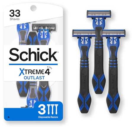 Schick Xtreme 4 Outlast Razor Disposable Razors for Men, 3 Count