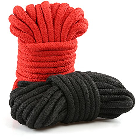 LIHAO 2X 10m Bondageseil Bondage Seile Fesselseil BDSM Schwarz Rot